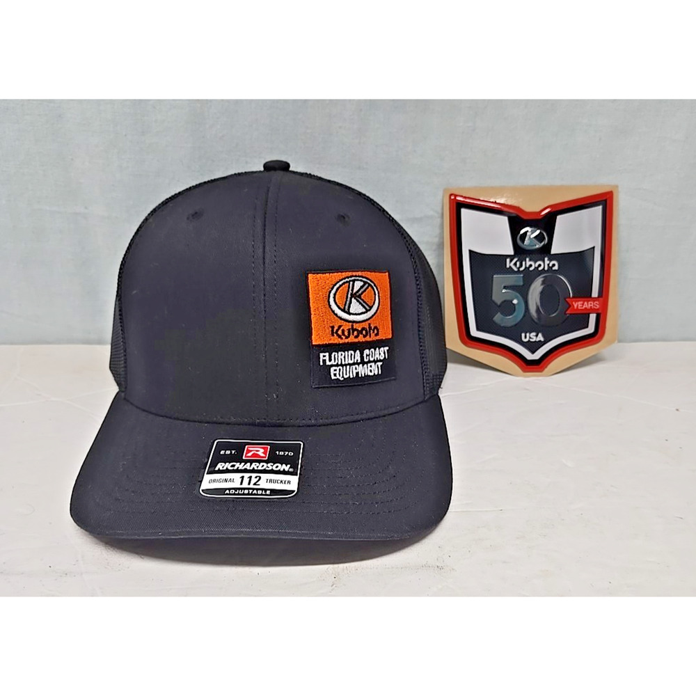 Kubota Florida Patch Richardson 112 Trucker Hat Snapback Black/ 50 year Sticker